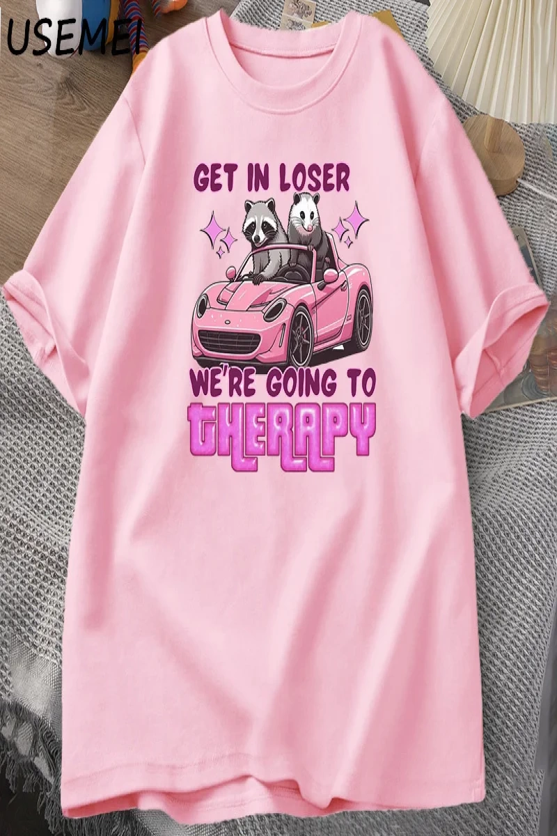 Kaybeden olsun biz gidiyor terapi rakun komik T Shirt Trendy Y2k zihinsel sağlık T Shirt erke 3046