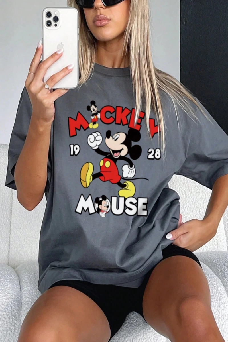 Kayısı Kadın Yuvarlak Yaka Rahat Moda Nefes Alabilir Büyük Çilek Baskılı Kısa Kollu Tişört, İ