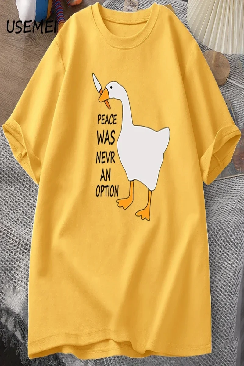 Kaz barış asla bir seçenek oldu t-shirt erkek kadın yaz pamuk Tee moda eğlence serin erkek gi 2793