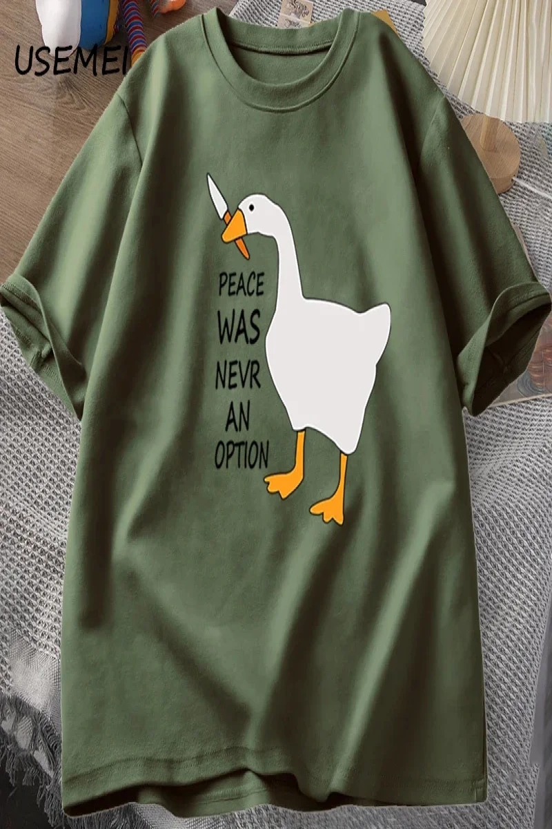 Kaz barış asla bir seçenek oldu t-shirt erkek kadın yaz pamuk Tee moda eğlence serin erkek gi 2793