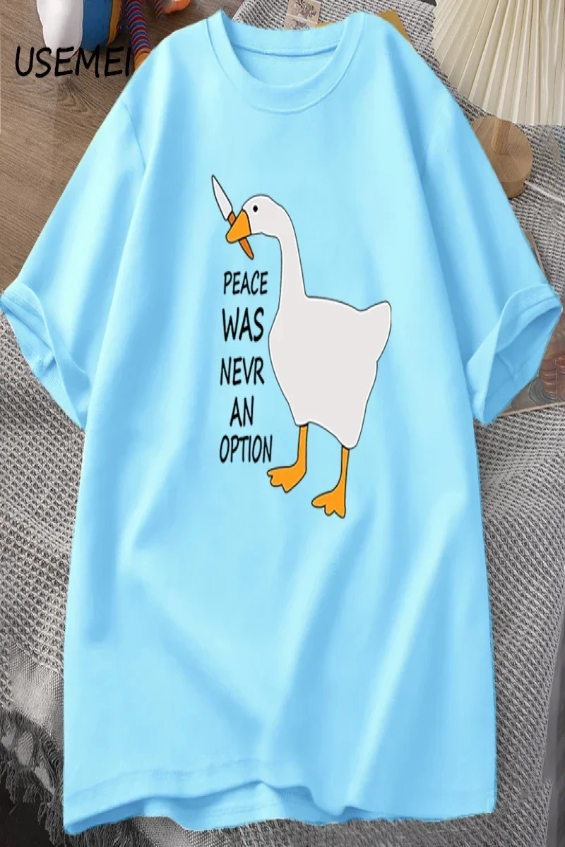 Kaz barış asla bir seçenek oldu t-shirt erkek kadın yaz pamuk Tee moda eğlence serin erkek gi 2793