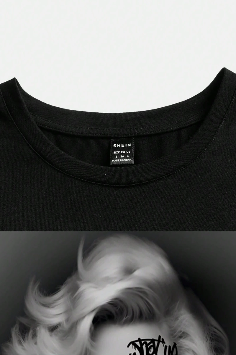 Kiraz Desen Minimalist Fitted Yuvarlak Yaka Kısa Kollu Kadın Tişörtü, Yaz İçin U