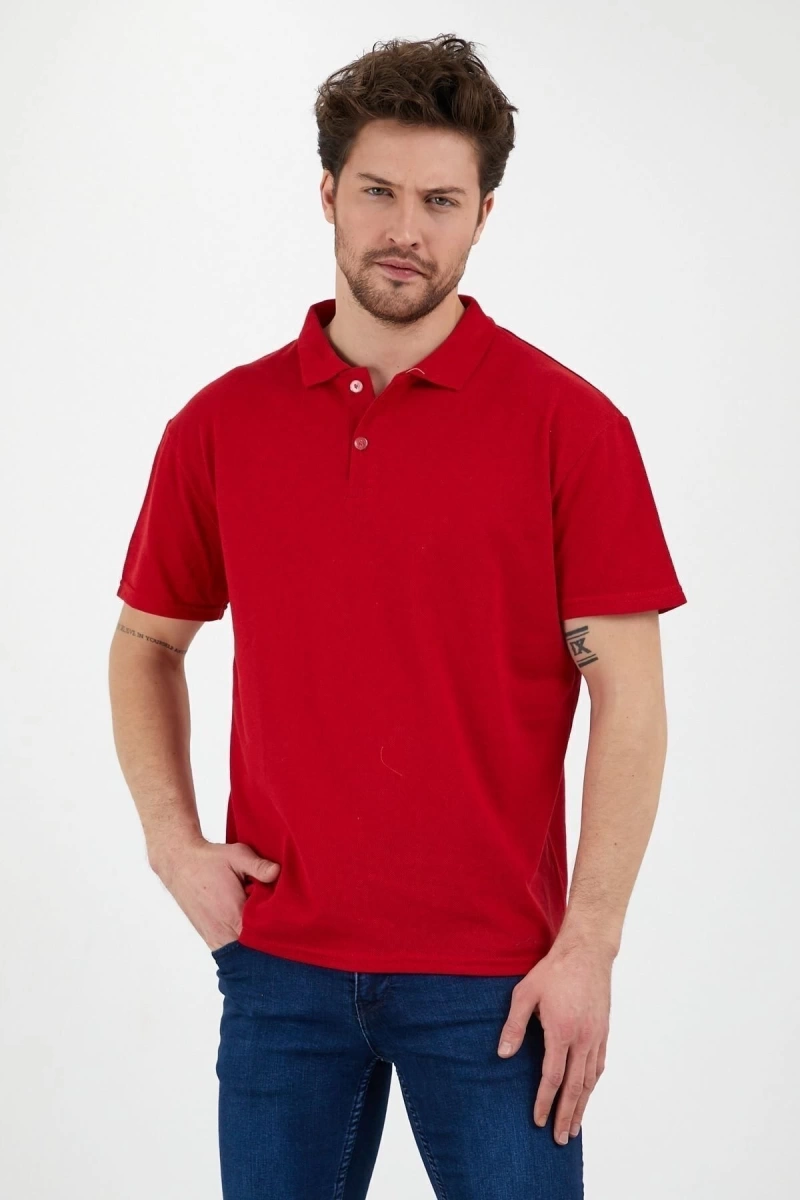 Kırmızı Dar/slim Fitt Polo Yaka Tshirt