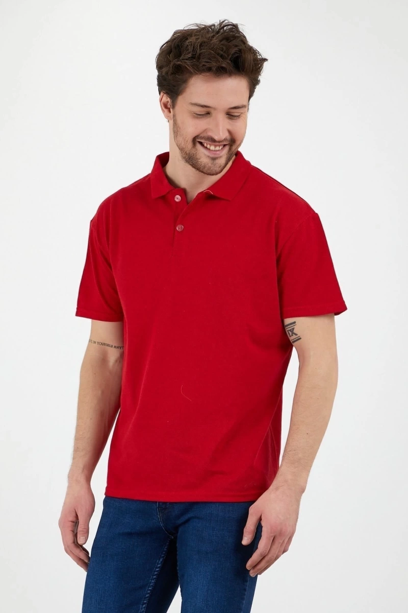 Kırmızı Dar/slim Fitt Polo Yaka Tshirt