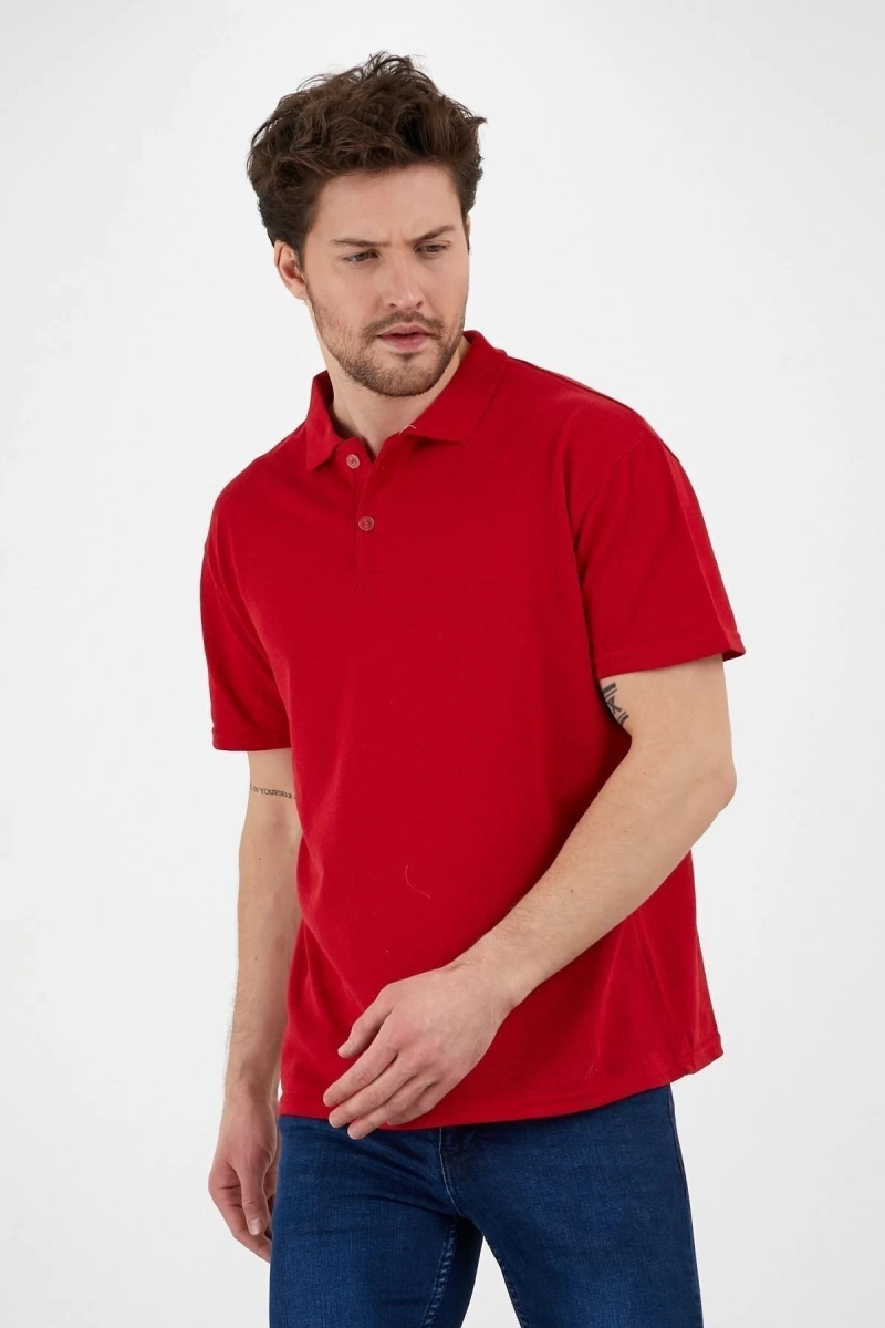 Kırmızı Dar/slim Fitt Polo Yaka Tshirt