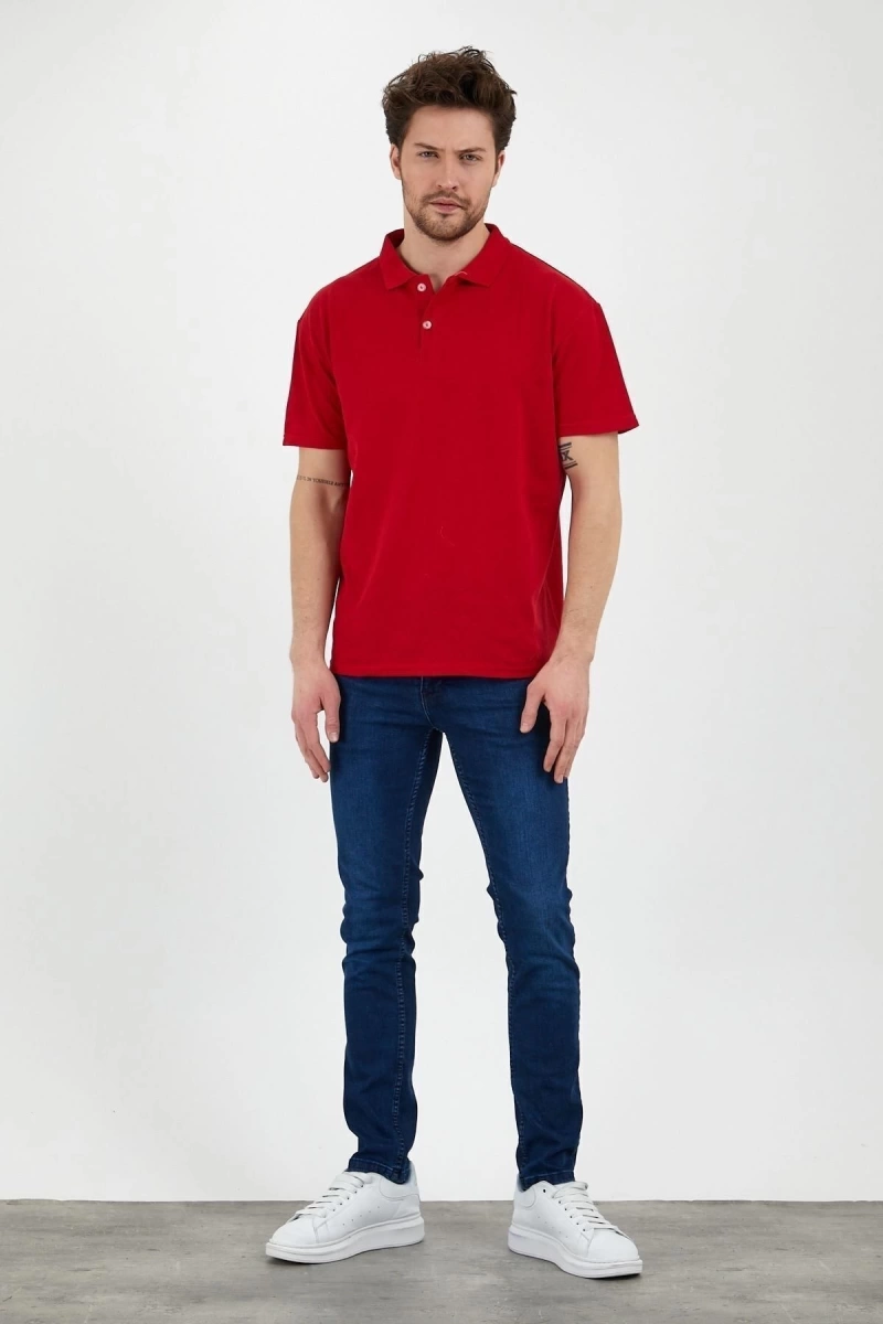 Kırmızı Dar/slim Fitt Polo Yaka Tshirt