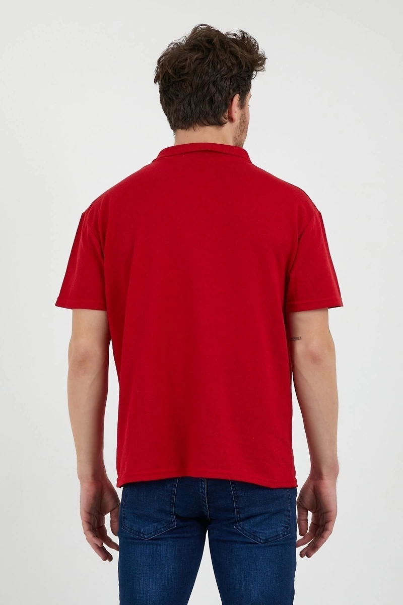 Kırmızı Dar/slim Fitt Polo Yaka Tshirt