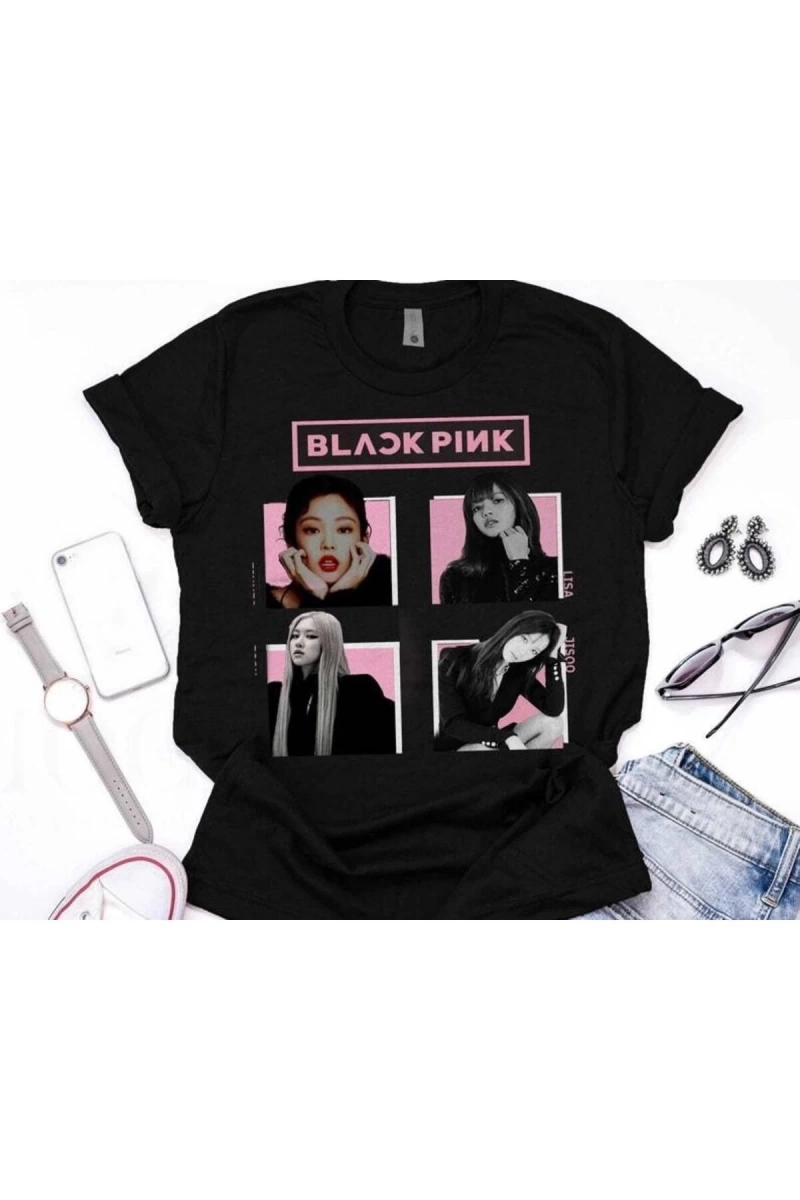 Kırmızı Etiket Gala Black Pink Kpop tişört M81 10319