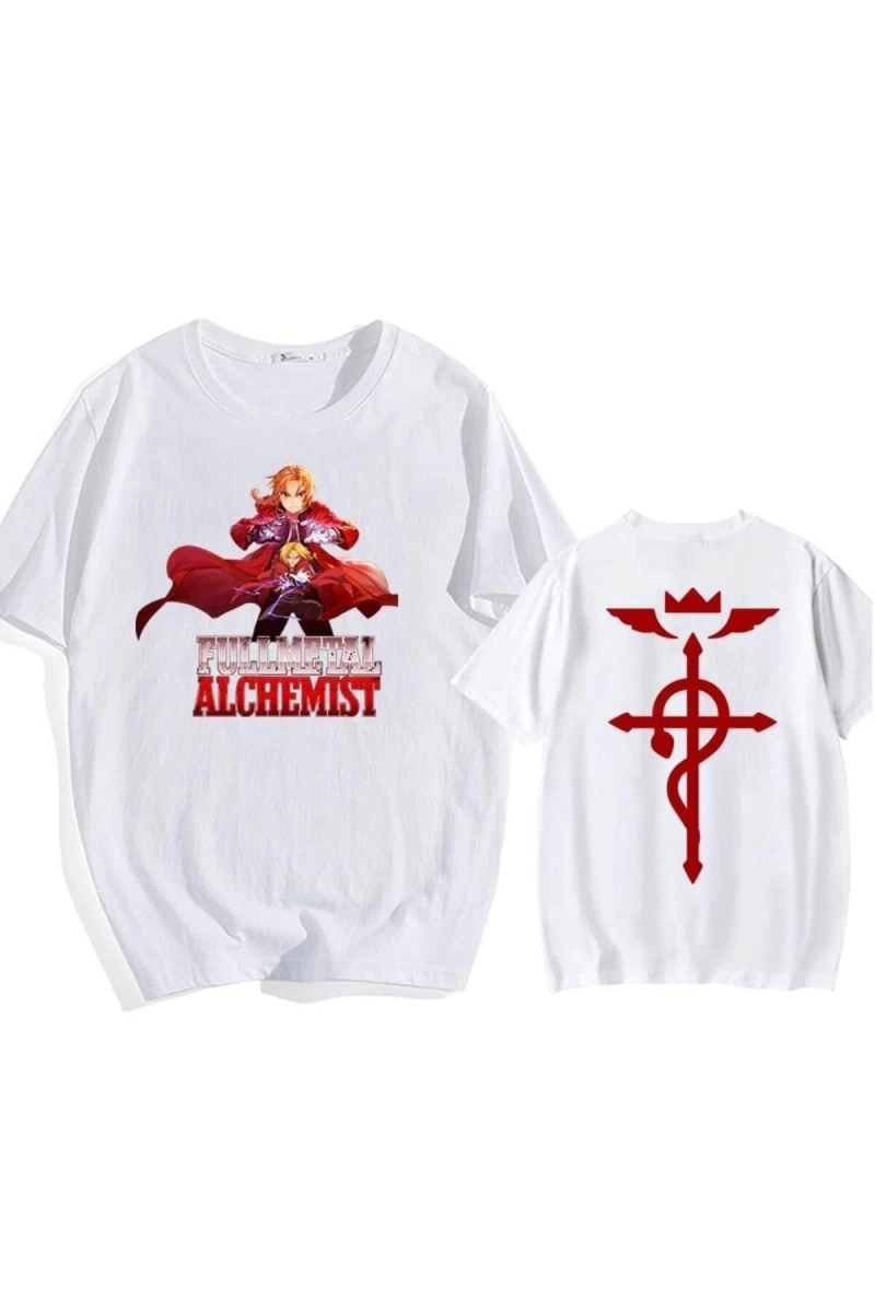 Kırmızı Etiket Gala Edward Elric Fullmetal Simyacı Anime T-shirt 10387