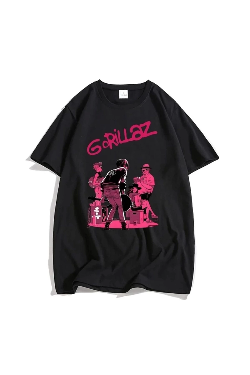 Kırmızı Etiket Gala Gorillaz T Shirt Ingiltere Rock Grubu Gorillazs Tshirt 17127