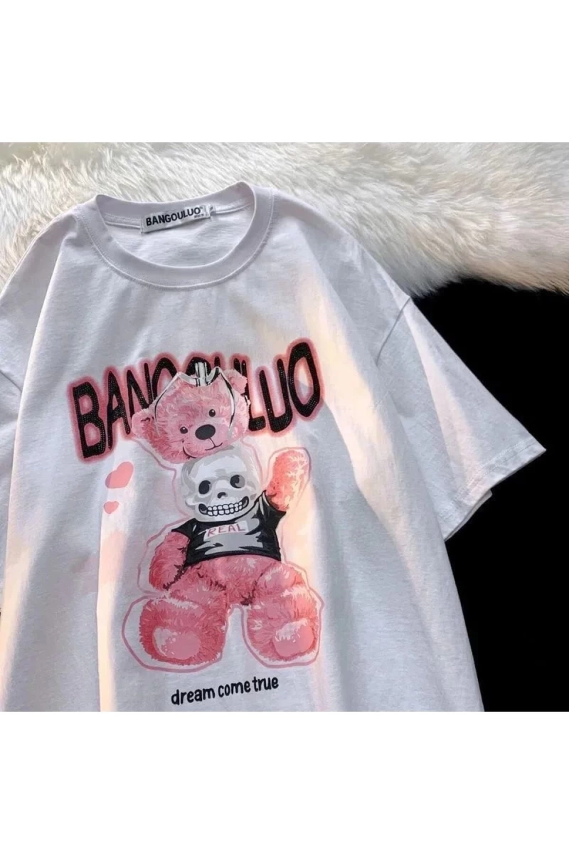 Kırmızı Etiket Gala Unisex T-shirt Retro Ayı Harajuku 16704