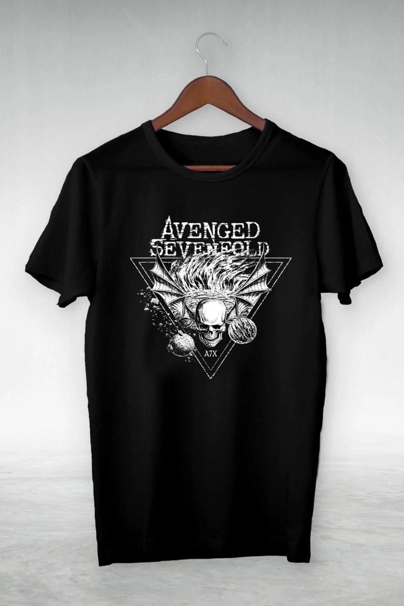 Kırmızı Etiket Rock Siyah Erkek Avenged Sevenfold Galahop Tasarım Tshirt GALA-7563W3