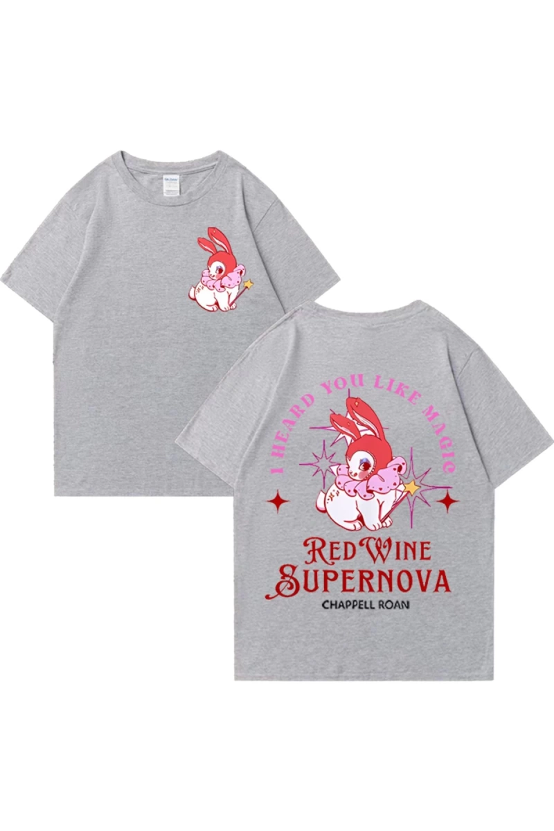 Kırmızı şarap süpernova T Shirt Chappell Roan erkekler kadınlar Harajuku kısa kollu orta batı