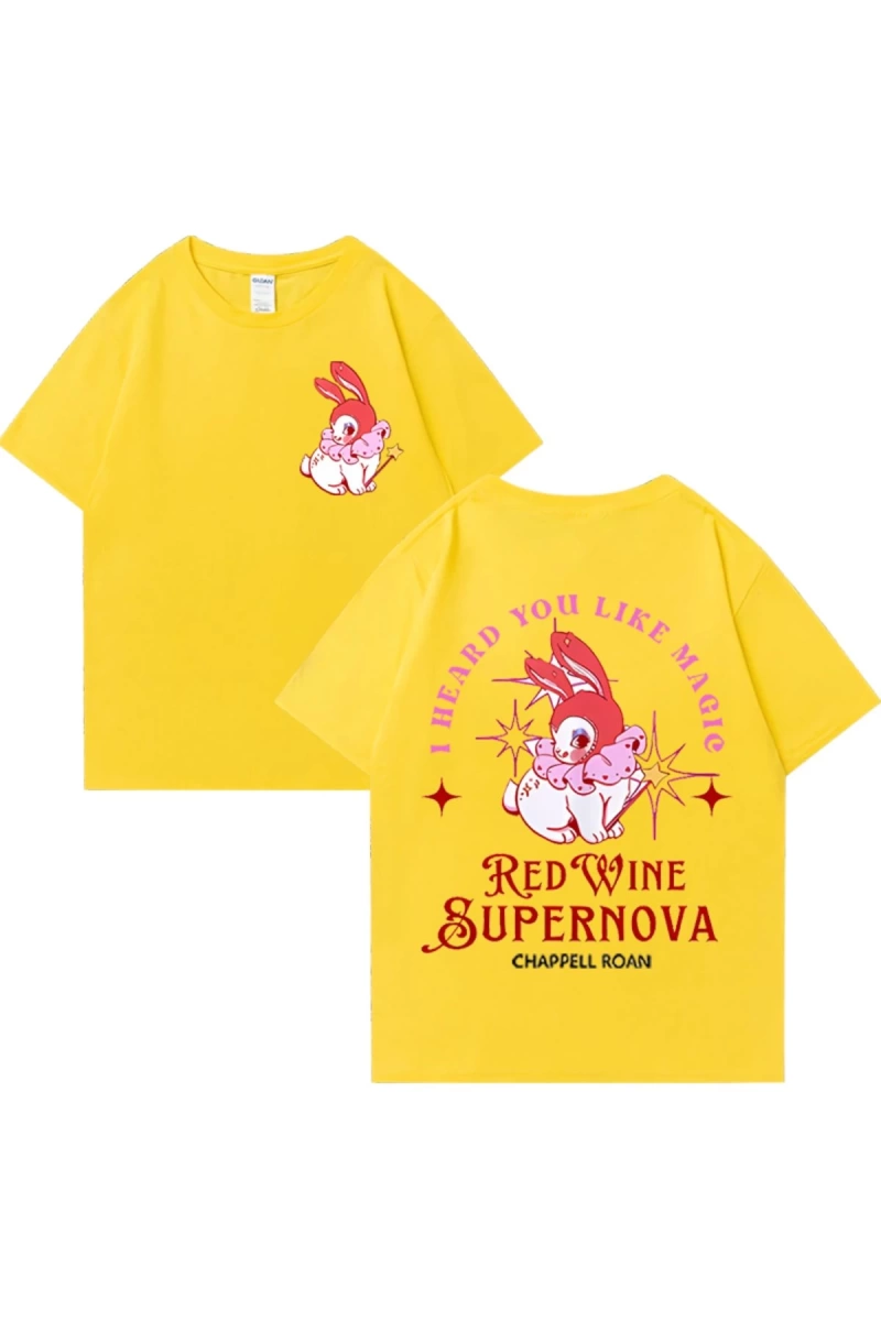 Kırmızı şarap süpernova T Shirt Chappell Roan erkekler kadınlar Harajuku kısa kollu orta batı