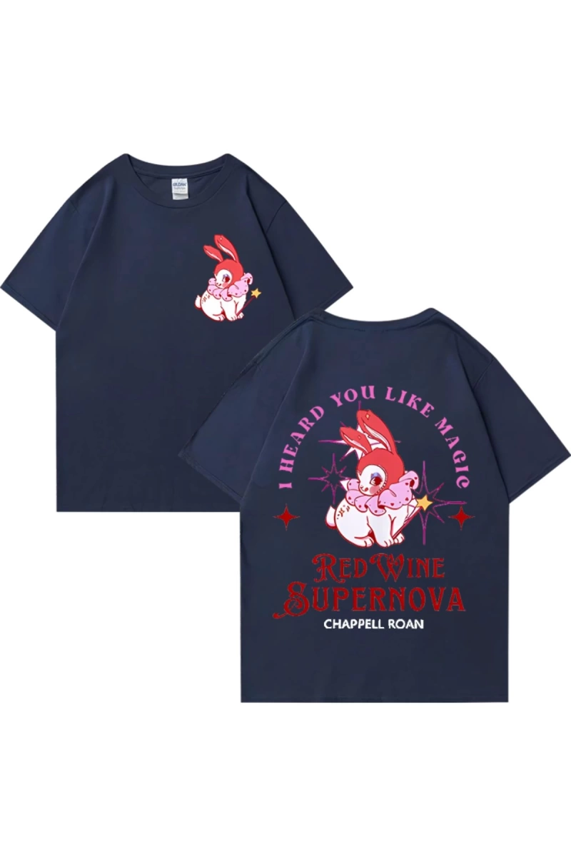 Kırmızı şarap süpernova T Shirt Chappell Roan erkekler kadınlar Harajuku kısa kollu orta batı
