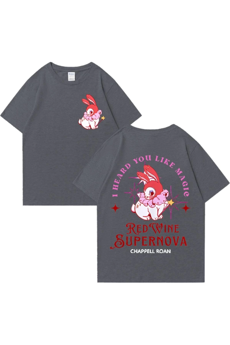 Kırmızı şarap süpernova T Shirt Chappell Roan erkekler kadınlar Harajuku kısa kollu orta batı