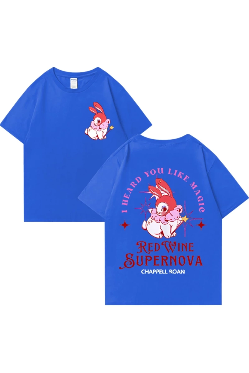Kırmızı şarap süpernova T Shirt Chappell Roan erkekler kadınlar Harajuku kısa kollu orta batı