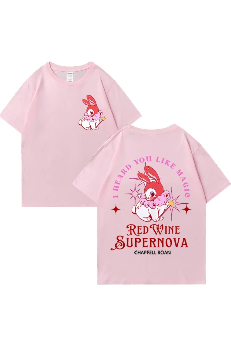 Kırmızı şarap süpernova T Shirt Chappell Roan erkekler kadınlar Harajuku kısa kollu orta batı