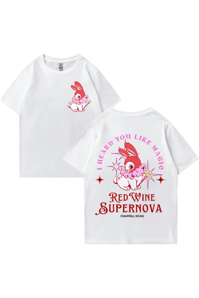 Kırmızı şarap süpernova T Shirt Chappell Roan erkekler kadınlar Harajuku kısa kollu orta batı