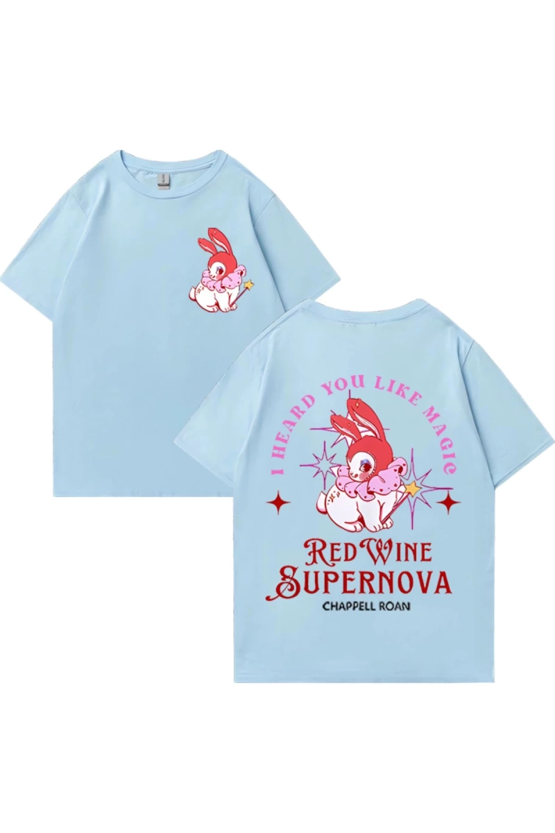 Kırmızı şarap süpernova T Shirt Chappell Roan erkekler kadınlar Harajuku kısa kollu orta batı