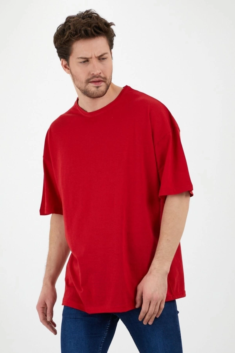 Kırmızı Unisex Bol Kesim Oversize Tshirt