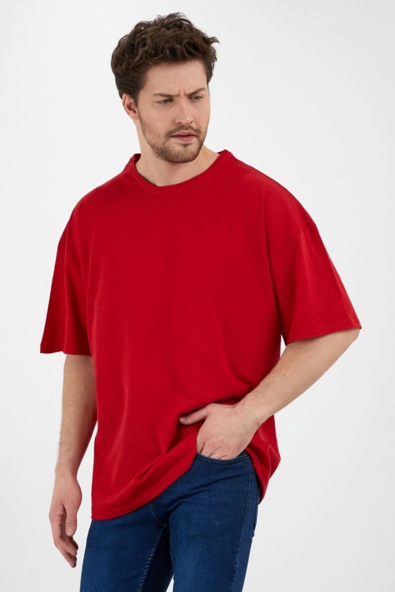 Kırmızı Unisex Bol Kesim Oversize Tshirt
