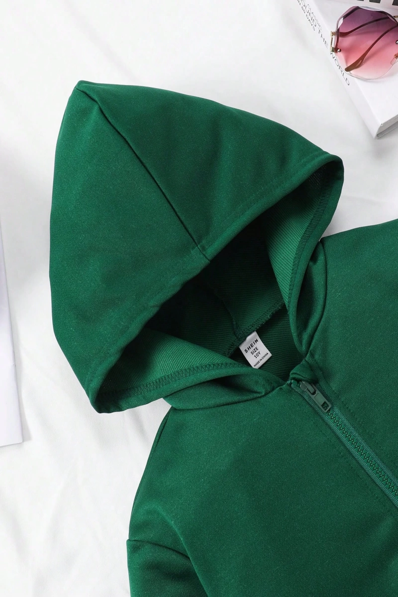 Kız Düz Renk Ayı Baskılı Kapüşonlu Sweatshirt Model 5139