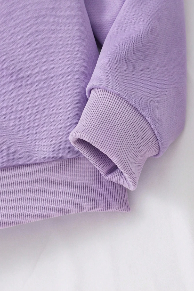 Kız Düz Renk Ayı Baskılı Kapüşonlu Sweatshirt Model 5139