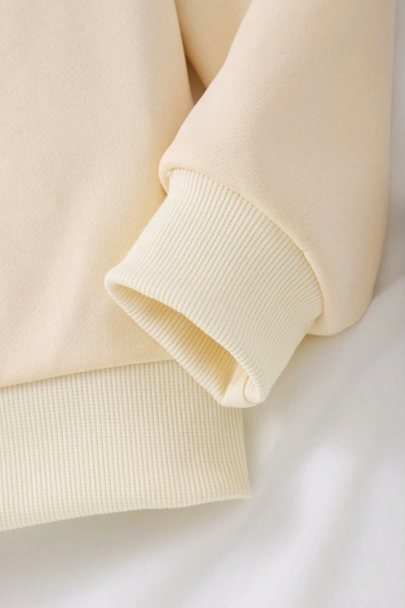 Kız Düz Renk Ayı Baskılı Kapüşonlu Sweatshirt Model 5139