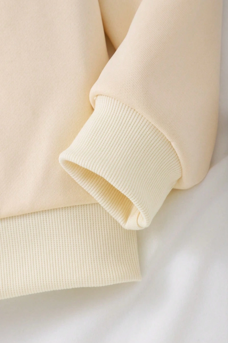 Kız Düz Renk Ayı Baskılı Kapüşonlu Sweatshirt Model 5139