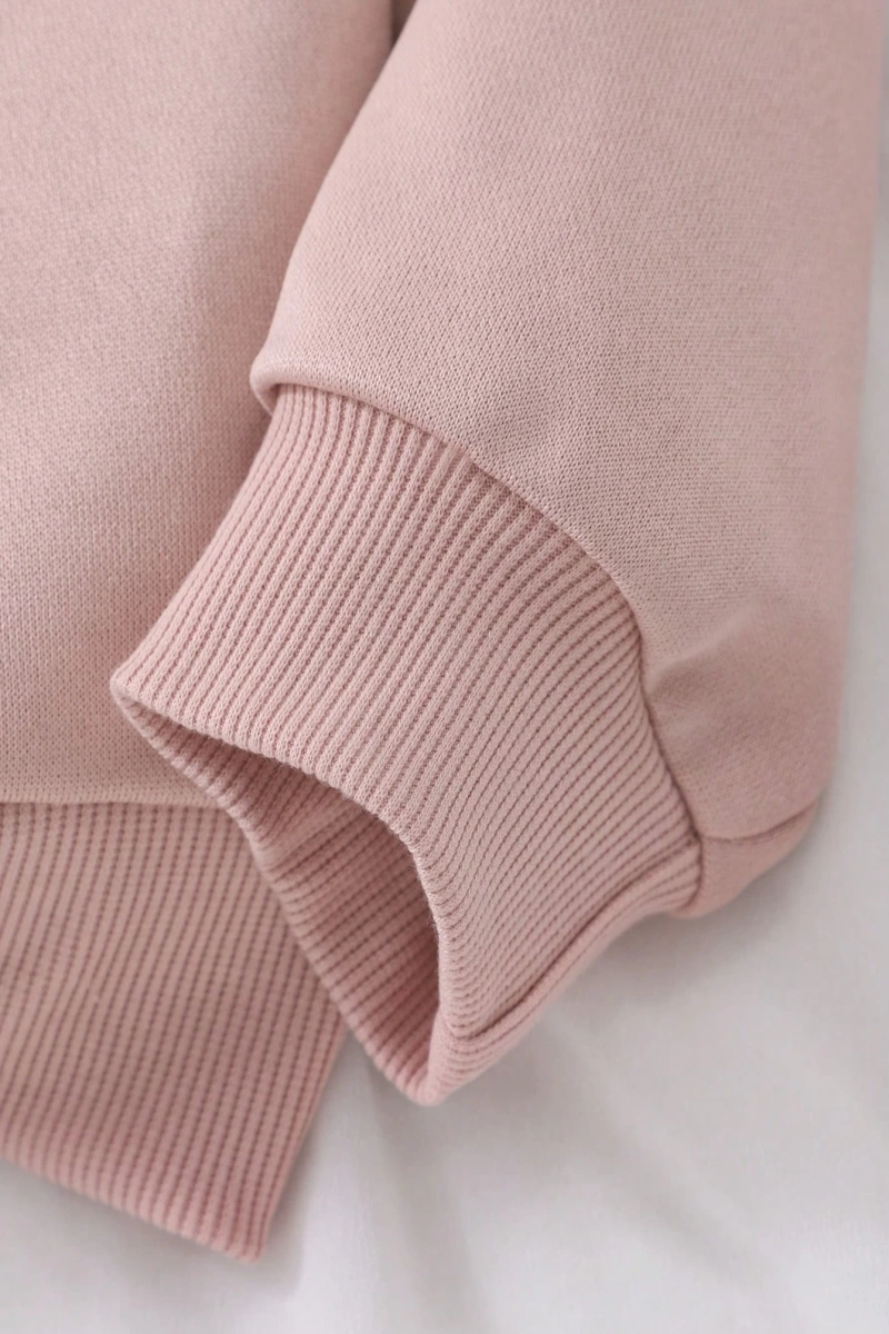 Kız Düz Renk Ayı Baskılı Kapüşonlu Sweatshirt Model 5139