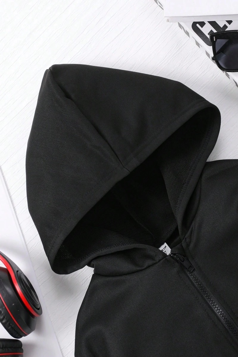 Kız Düz Renk Ayı Baskılı Kapüşonlu Sweatshirt Model 5139