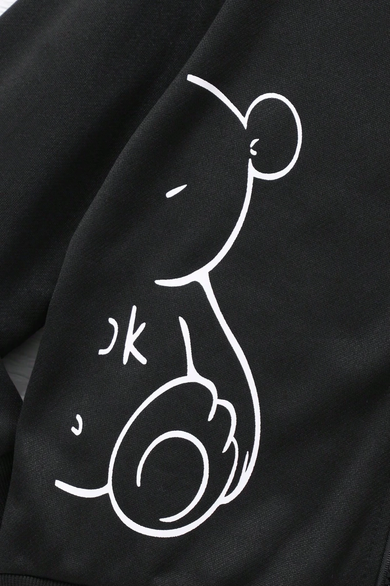 Kız Düz Renk Ayı Baskılı Kapüşonlu Sweatshirt Model 5139