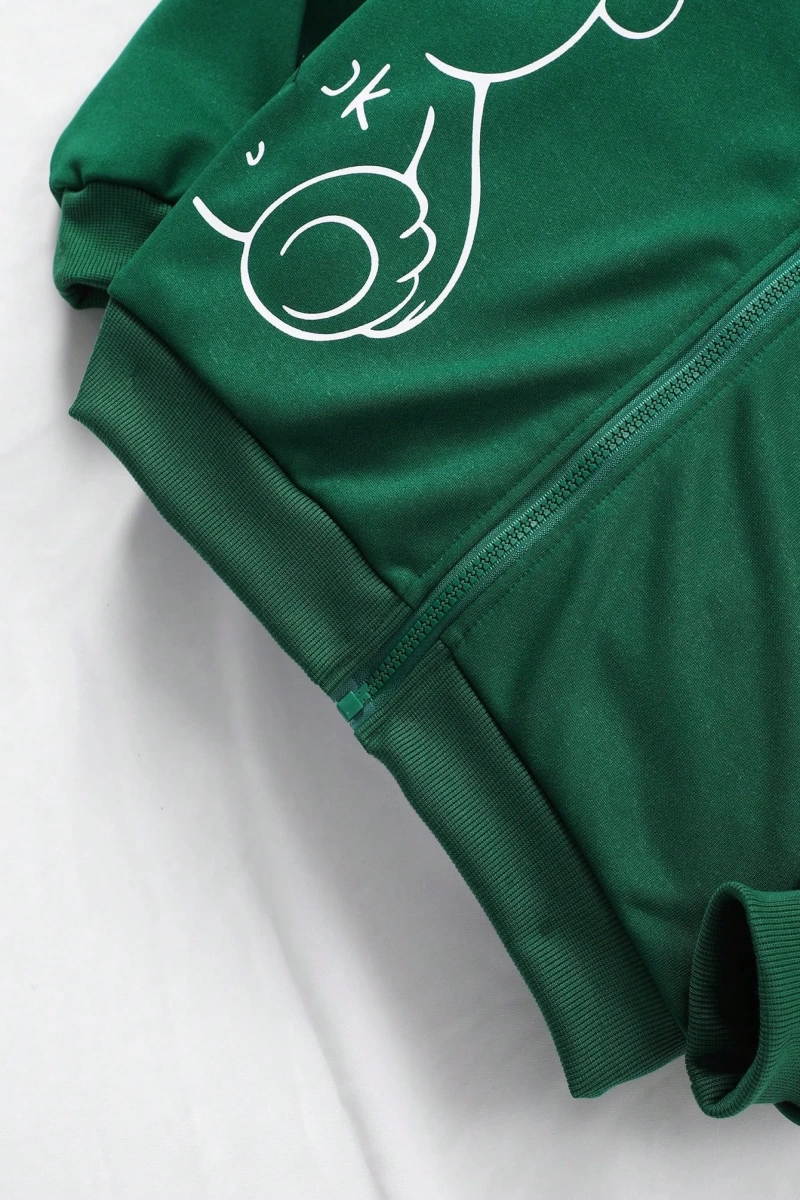 Kız Düz Renk Ayı Baskılı Kapüşonlu Sweatshirt Model 5139