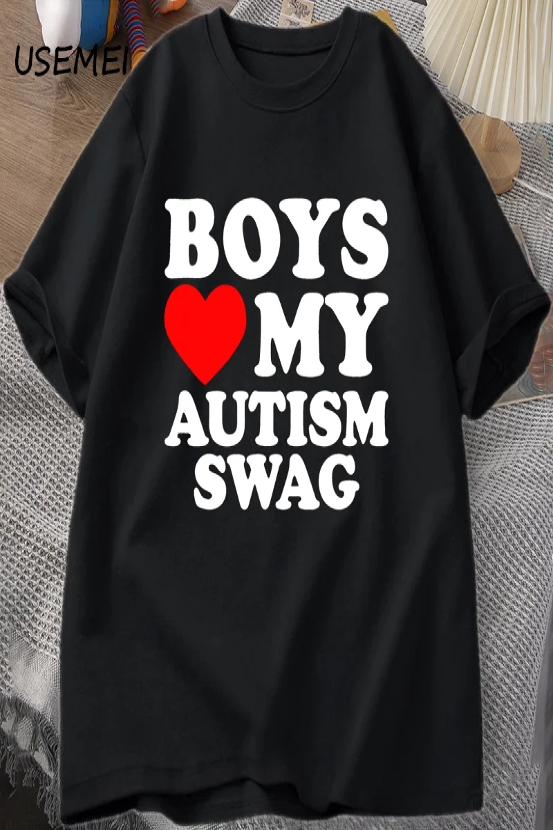 Kız erkek aşk benim otizm Swag T Shirt kadın erkek komik otistic kızlar farkındalık fikir T-S 2902