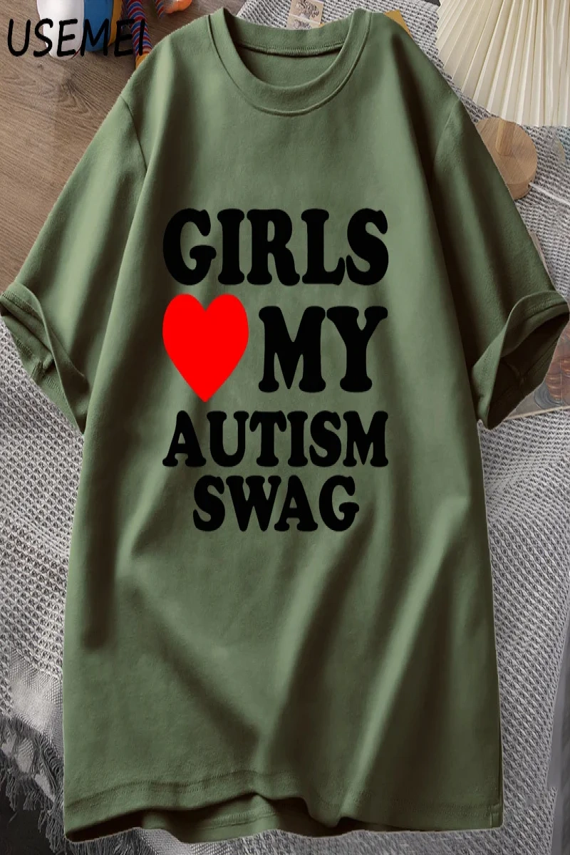 Kız erkek aşk benim otizm Swag T Shirt kadın erkek komik otistic kızlar farkındalık fikir T-S 2902