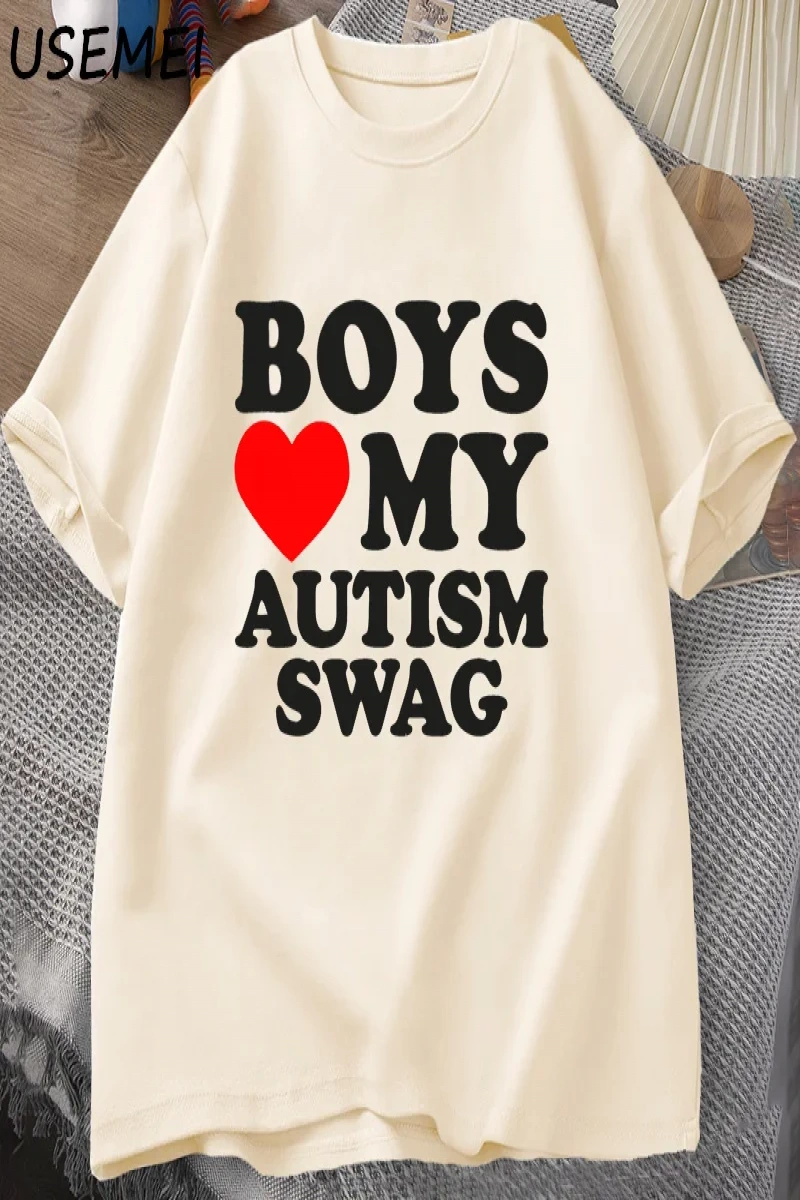 Kız erkek aşk benim otizm Swag T Shirt kadın erkek komik otistic kızlar farkındalık fikir T-S 2902