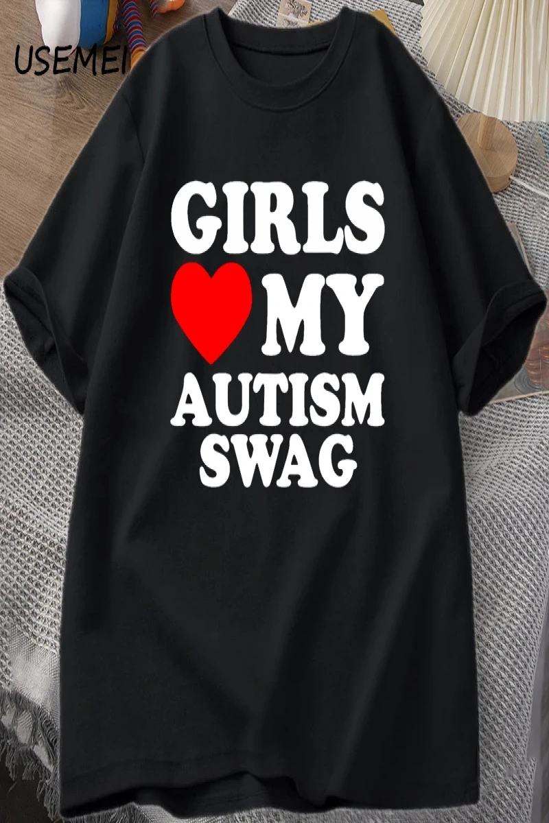 Kız erkek aşk benim otizm Swag T Shirt kadın erkek komik otistic kızlar farkındalık fikir T-S 2902