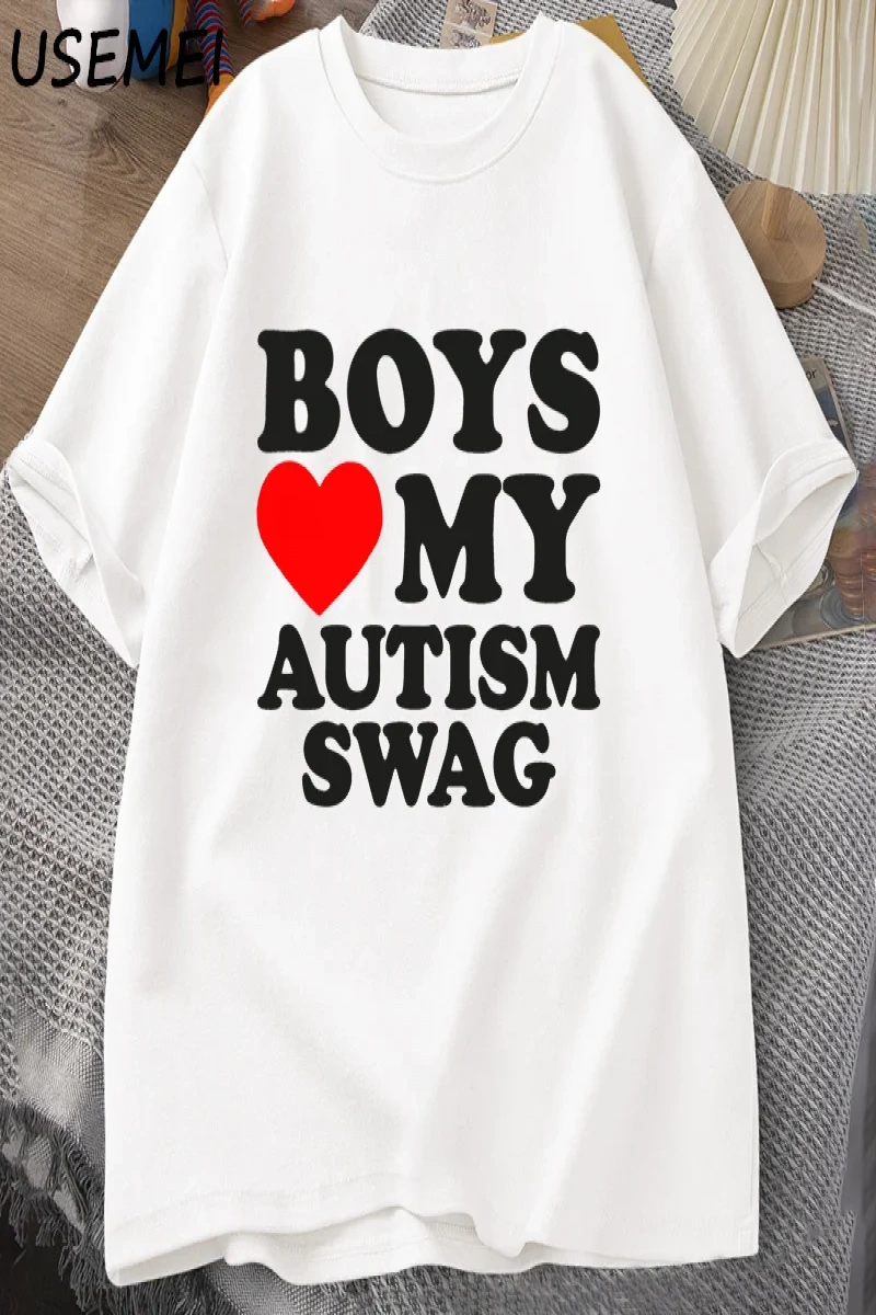 Kız erkek aşk benim otizm Swag T Shirt kadın erkek komik otistic kızlar farkındalık fikir T-S 2902