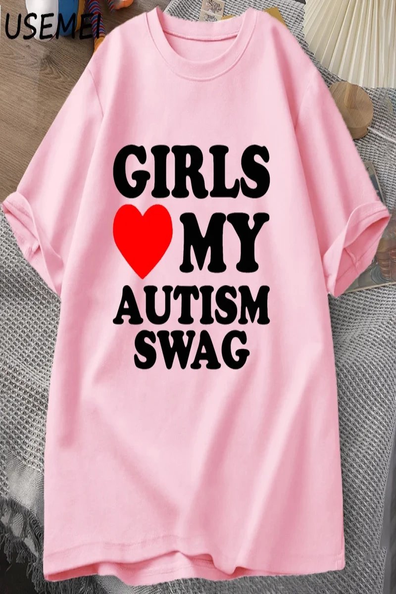 Kız erkek aşk benim otizm Swag T Shirt kadın erkek komik otistic kızlar farkındalık fikir T-S 2902