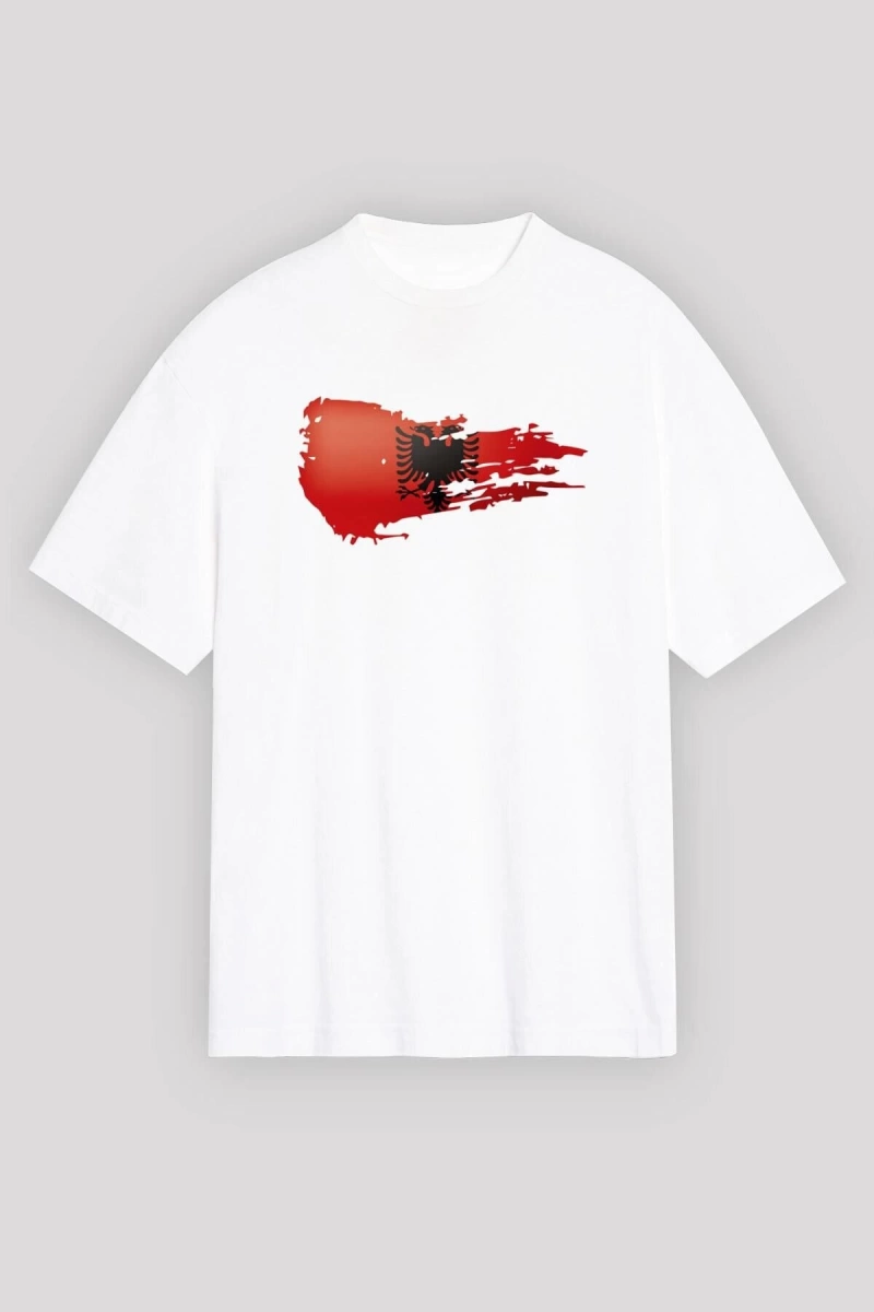 Ko Buta Arnavutluk Beyaz Unisex Oversize Tişört T-shirt Os17244