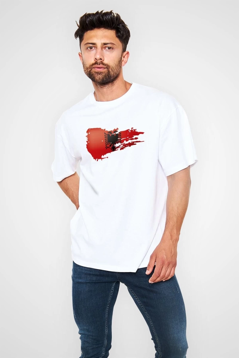 Ko Buta Arnavutluk Beyaz Unisex Oversize Tişört T-shirt Os17244