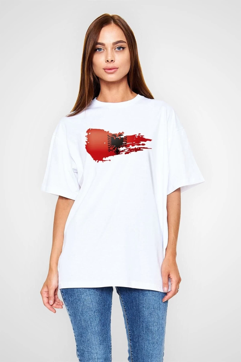 Ko Buta Arnavutluk Beyaz Unisex Oversize Tişört T-shirt Os17244