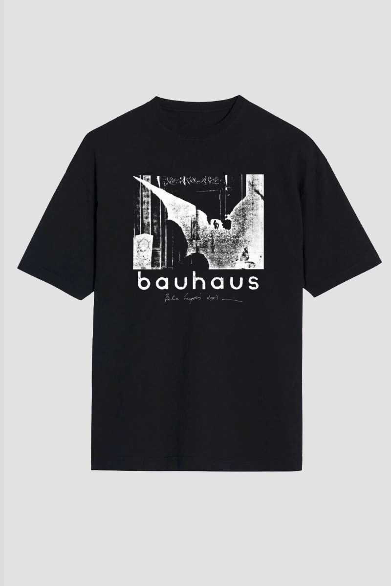Ko Buta Bauhaus Baskılı Unisex Siyah Oversize Tişört Os55128