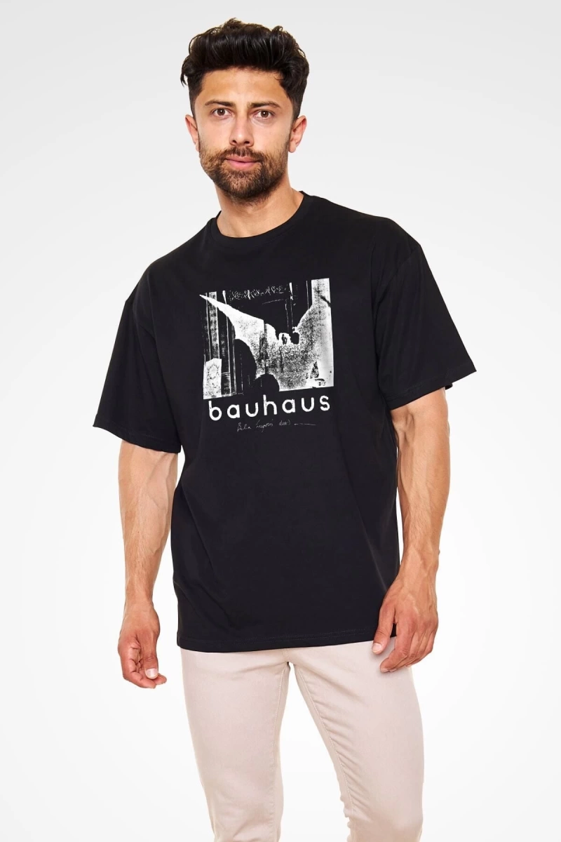 Ko Buta Bauhaus Baskılı Unisex Siyah Oversize Tişört Os55128