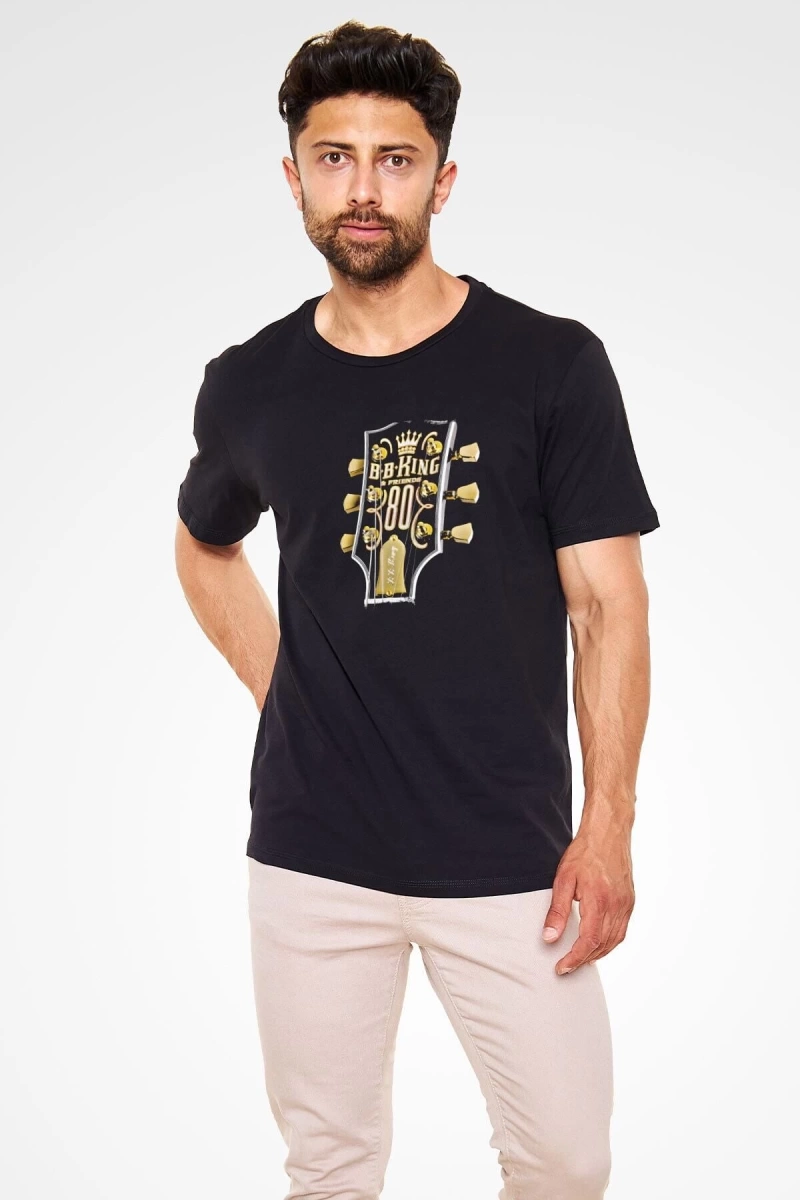 Ko Buta B.b. King Baskılı Unisex Siyah T-shirt T55078