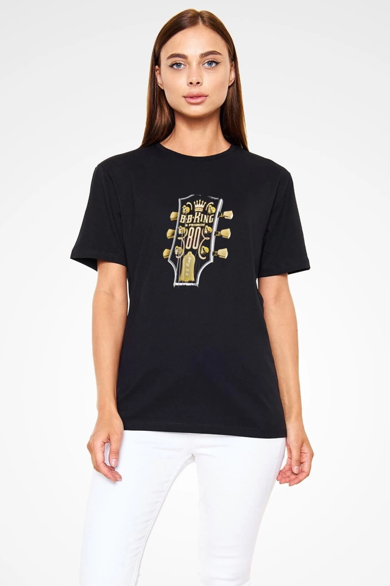 Ko Buta B.b. King Baskılı Unisex Siyah T-shirt T55078
