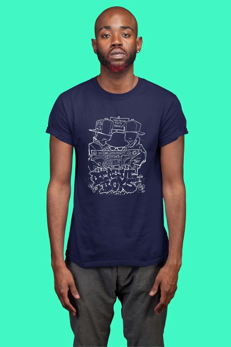 Ko Buta Beastie Boys Baskılı Unisex Lacivert Tişört Tk4132