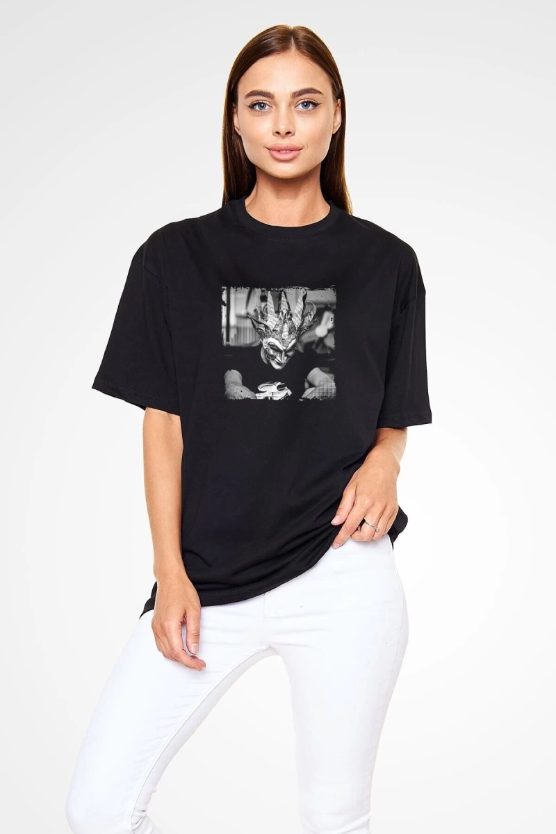 Ko Buta Boris Brejcha Baskılı Unisex Siyah Oversize Tişört Os18141