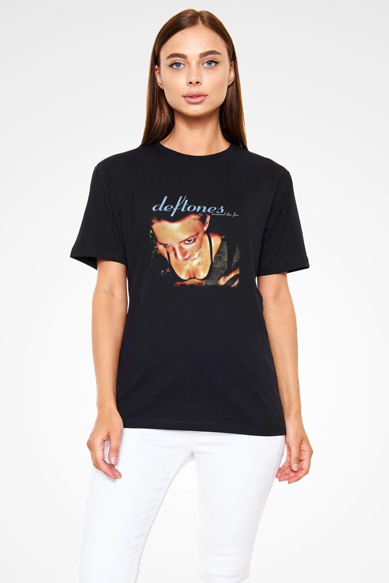 Ko Buta Deftones Baskılı Unisex Siyah Tişört T55499